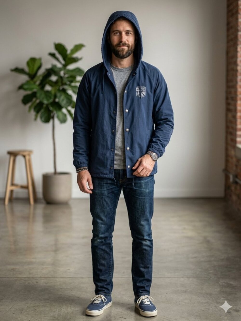 Dakine Jacket Men's Size Medium Navy Blue Rambler Collection Snap Lined Hood